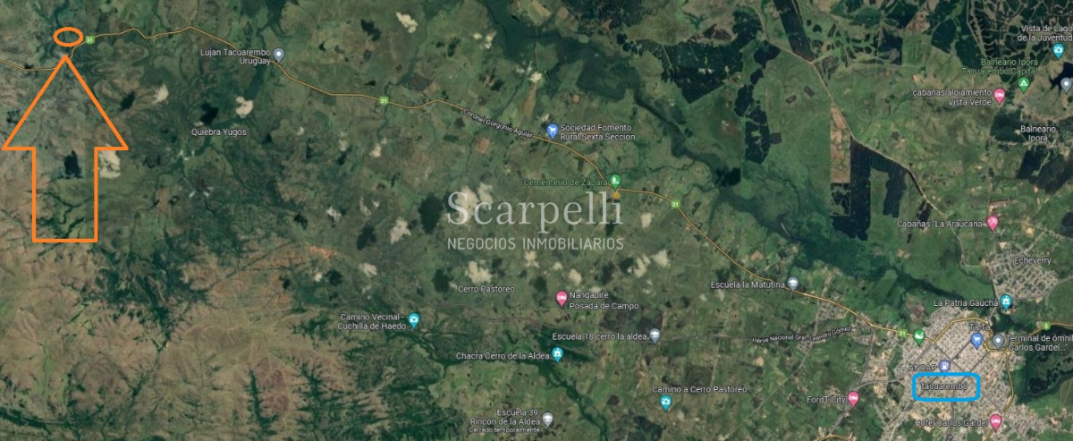 Chacra ID.39842 - Chacra muy Próximo a Ciudad de Tacuarembó en valioso entorno natural con vertiente de agua sobre Ruta Nacional 31 km. 196.-