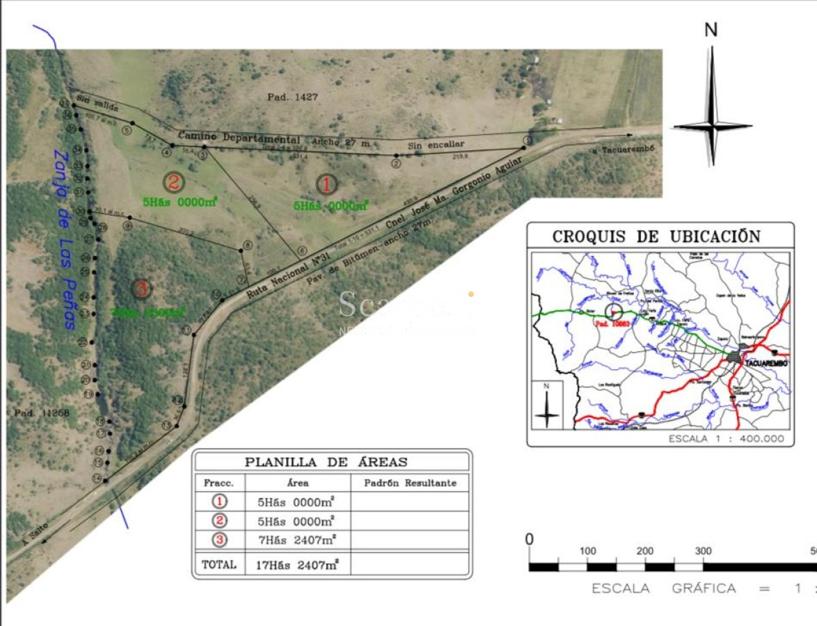 Chacra ID.39842 - Chacra muy Próximo a Ciudad de Tacuarembó en valioso entorno natural con vertiente de agua sobre Ruta Nacional 31 km. 196.-