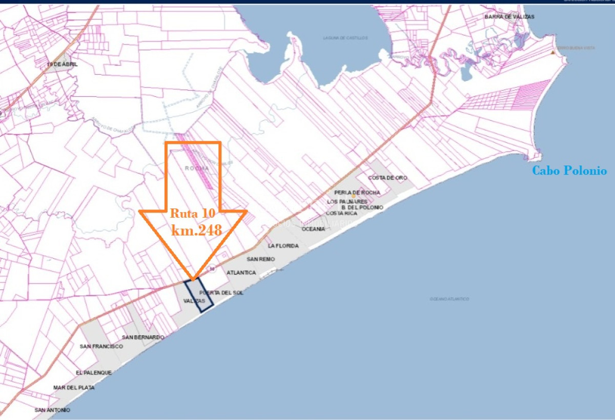 Campo Ref.46797 - Importante Chacra Marítima Proximo Cabo Polonio Uruguay con Playa practicamente privada en casi 1 km. de extensión frente al Océano Atlántico.-