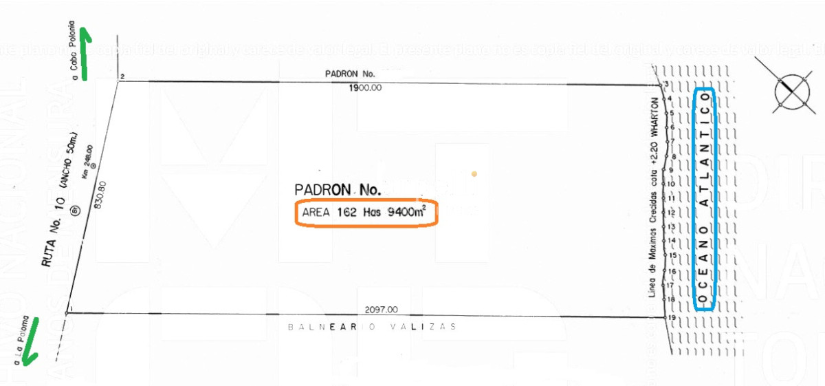 Campo Ref.46797 - Importante Chacra Marítima Proximo Cabo Polonio Uruguay con Playa practicamente privada en casi 1 km. de extensión frente al Océano Atlántico.-