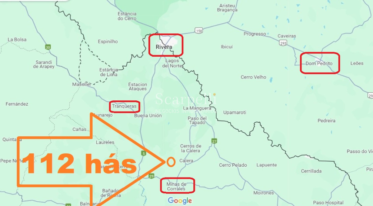 Campo Ref.49687 - Rivera: Campo 112 hás con costas al Arroyo Cuñapirú