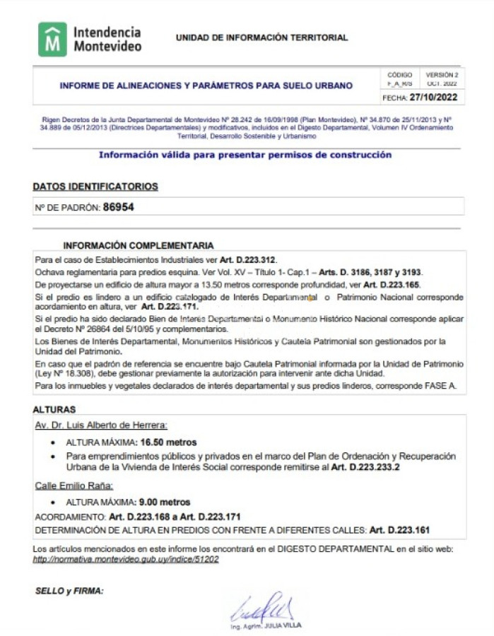 Terreno ID.40244 - TERRENO CON ALTURA APROBADA IMM LUIS ALBERTO DE HERRERA ESQ. EMILIO RAÑA CON IMPORTANTE FRENTE