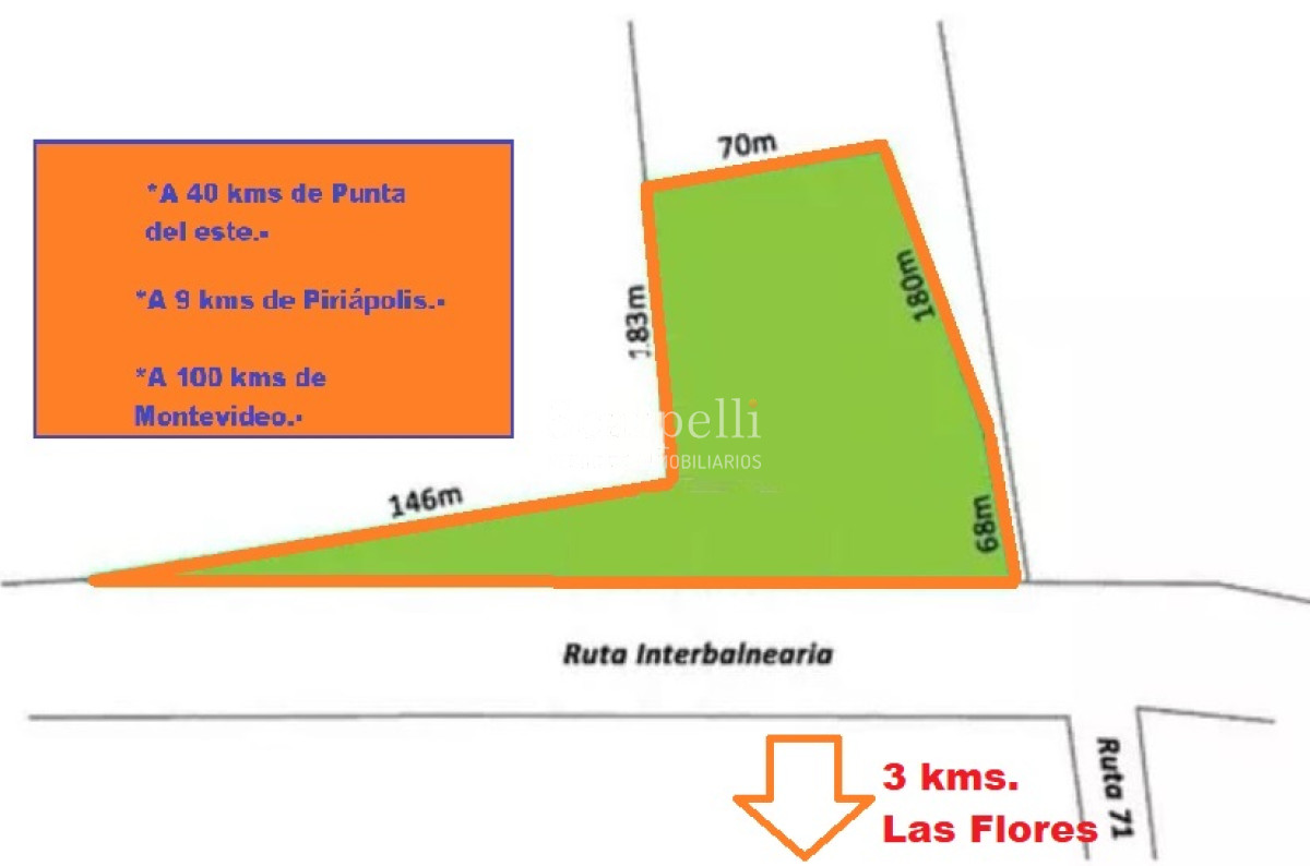 Terreno ID.8149 - 3 hás Sobre Ruta Interbalnearia con importante frente prox. Piriápolis