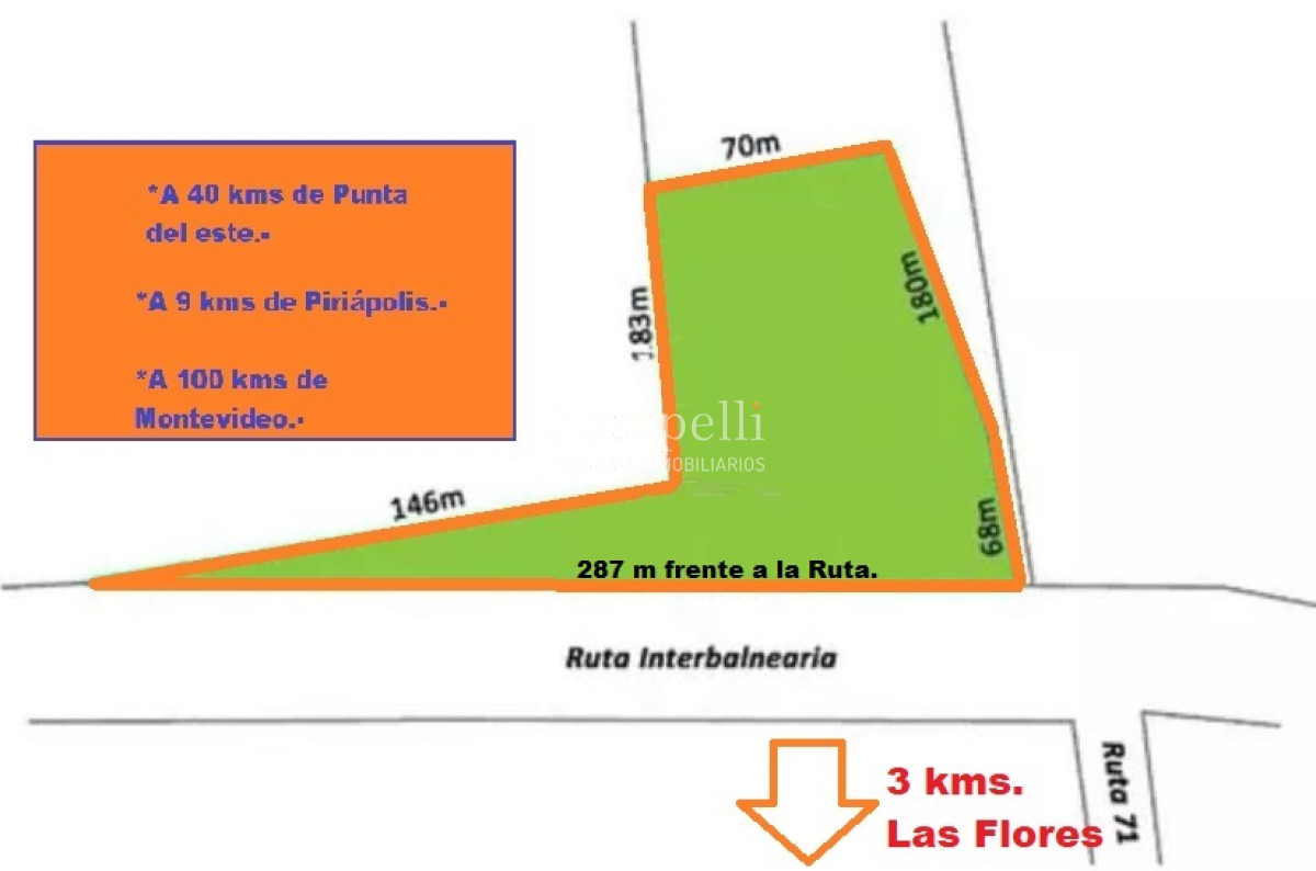 Terreno ID.8149 - 3 hás Sobre Ruta Interbalnearia con importante frente prox. Piriápolis