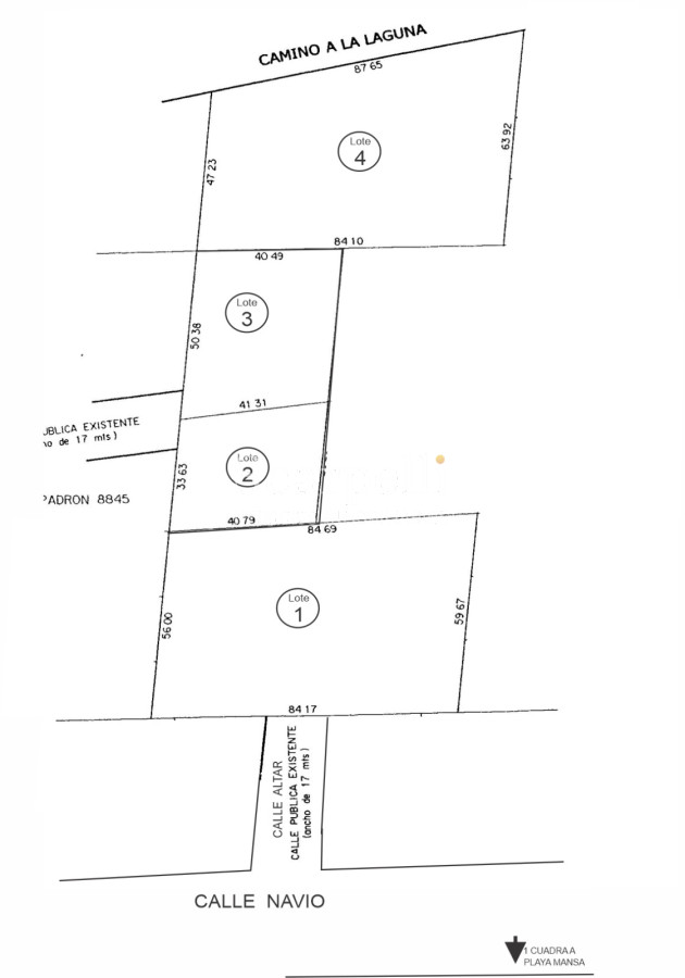 Terreno ID.12860 - Parada 34 Playa Mansa con frente a Cno. a la Laguna 12.800 m2 con salida a 3 calles y a 100 mts. de la Rambla.-