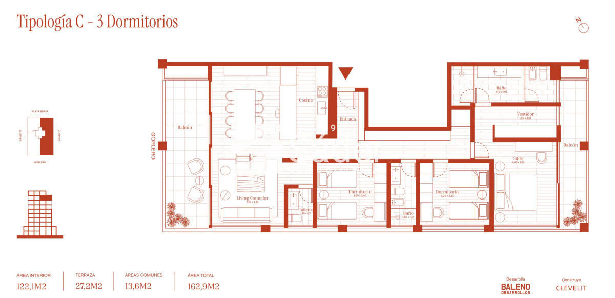 Apartamento ID.4677 - 3 dormitorios con vista al mar en Península 
