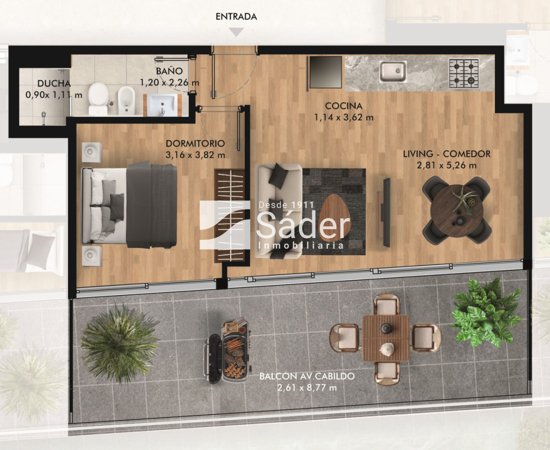 Apartamento ID.4781 - Apto en Pozo de 1 Dormitorio en Último Piso con Balcón 