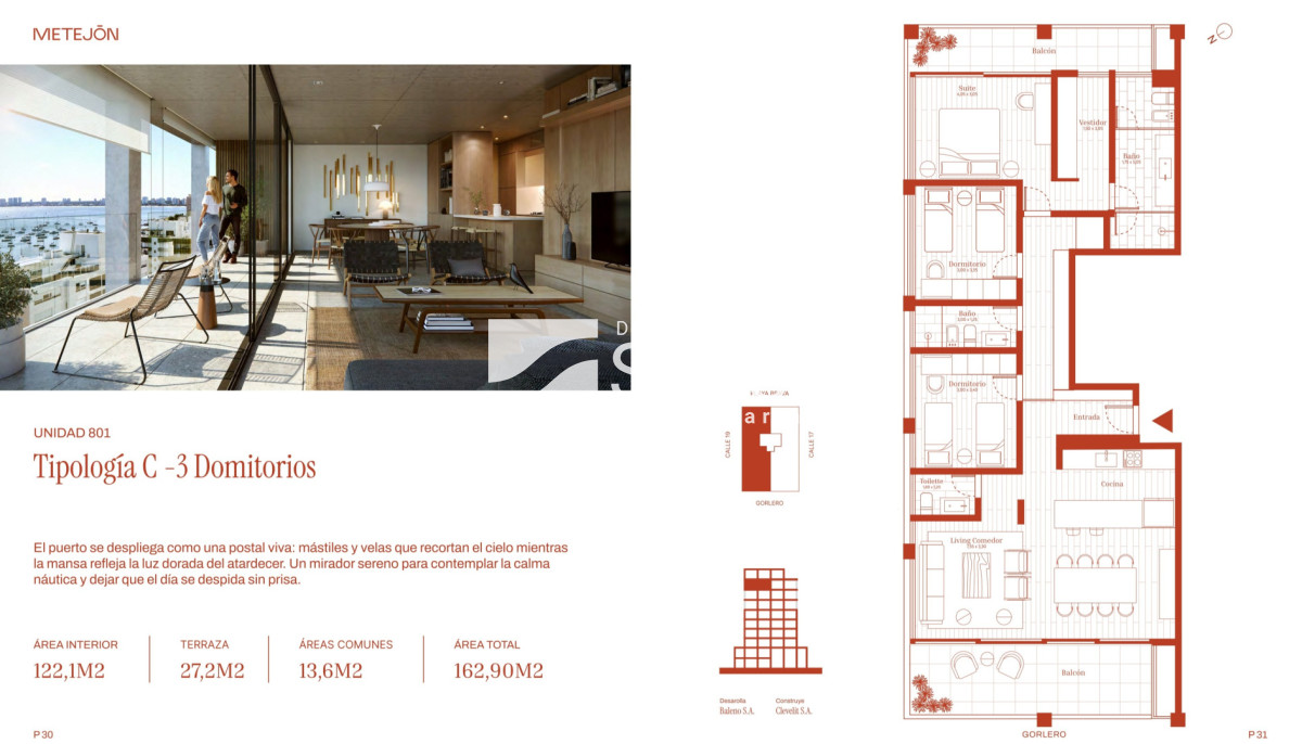 Apartamento ID.4677 - 3 dormitorios con vista al mar en Península 