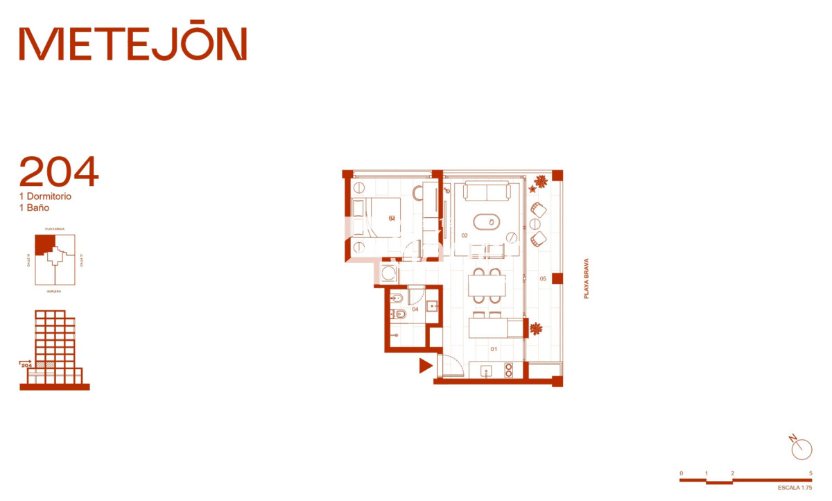 Apartamento ID.4754 - 1 Dormitorio con Balcón en Península, Edificio Metejón