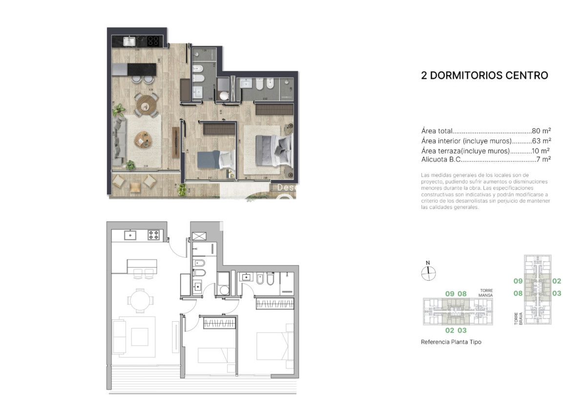 Apartamento ID.3993 - Apto 2 dormitorios en Aidy Grill con terraza