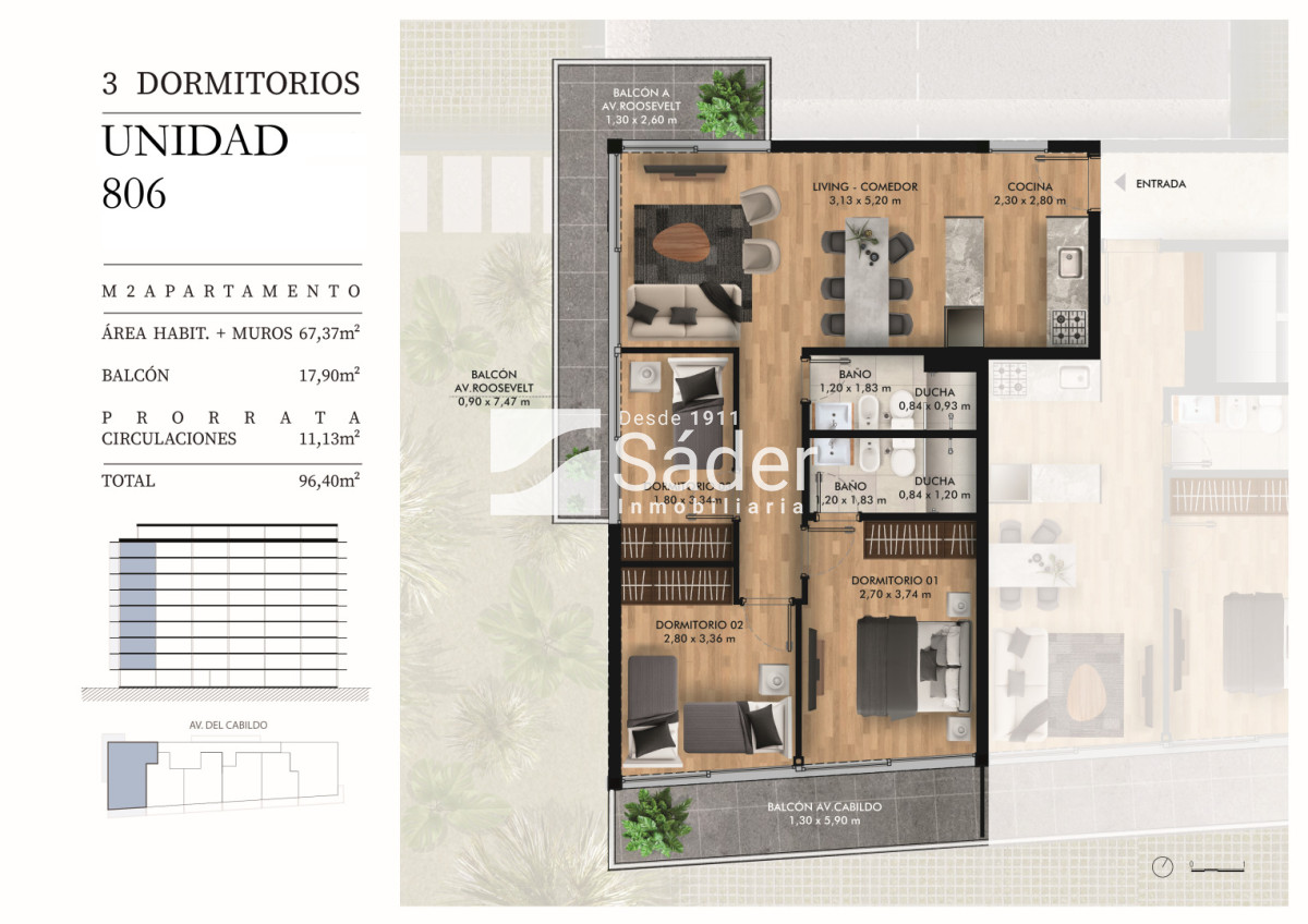 Apartamento ID.4786 - Apto de 3 Dormitorios en Pozo con Balcón Doble. Vivienda promovida
