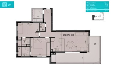 Apto esquinero con gran terraza y doble suite 
