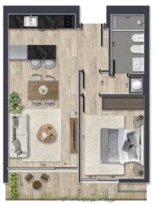 Cómodo Apto de 1 Dormitorio con Terraza 