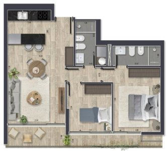 Moderno 2 dormitorios con terraza