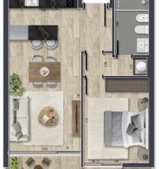 Cómodo Apto de 1 Dormitorio con Terraza