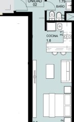 Monoambiente con terraza y cochera