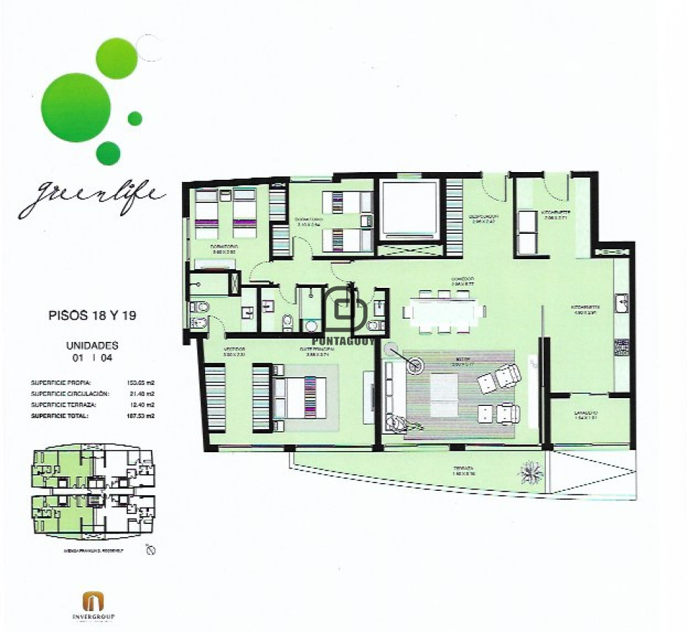 Apartamento ID.1888 - Torre Greenlife. 3 dormitorios y 3 baños. OPORTUNIDAD