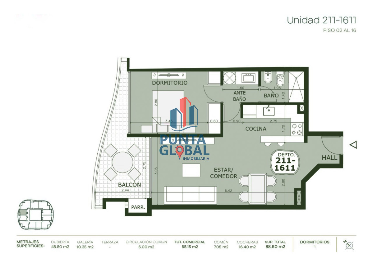 Apartamento ID.178 - Venta Apartamento 1 Dormitorio en Punta del Este