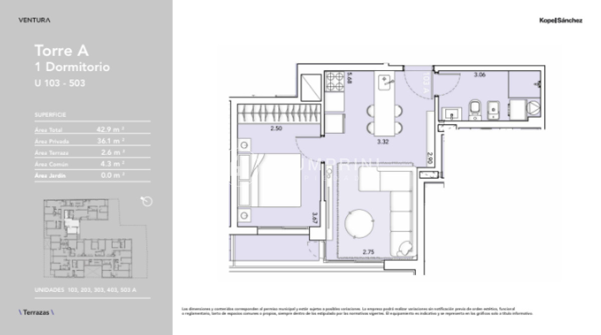 Apartamento ID.702 - Alquiler apartamento 1 Dormitorio - Ventura Terrazas