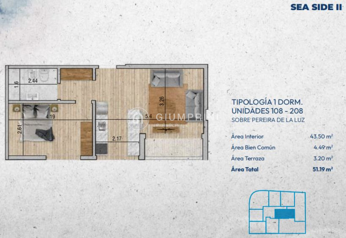 Apartamento ID.1065 - Venta apartamento 1 dormitorio Sea Side II - Pocitos Nuevo