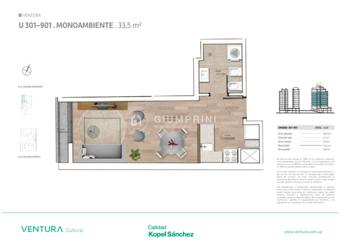 Apartamento ID.1190 - Alquiler monoambiente - Ventura Cultural - Cordón
