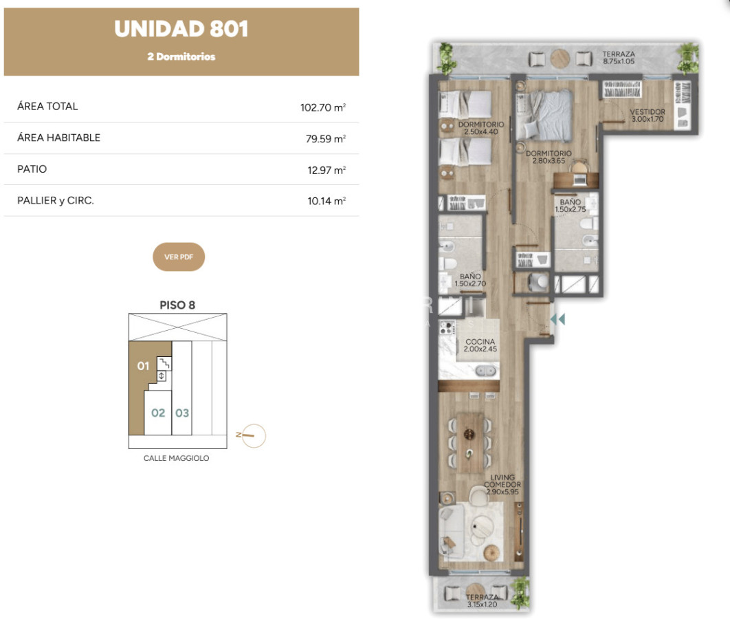 Apartamento ID.1138 - Venta apartamento 2 dormitorios - Deco Maggiolo - Parque Rodo