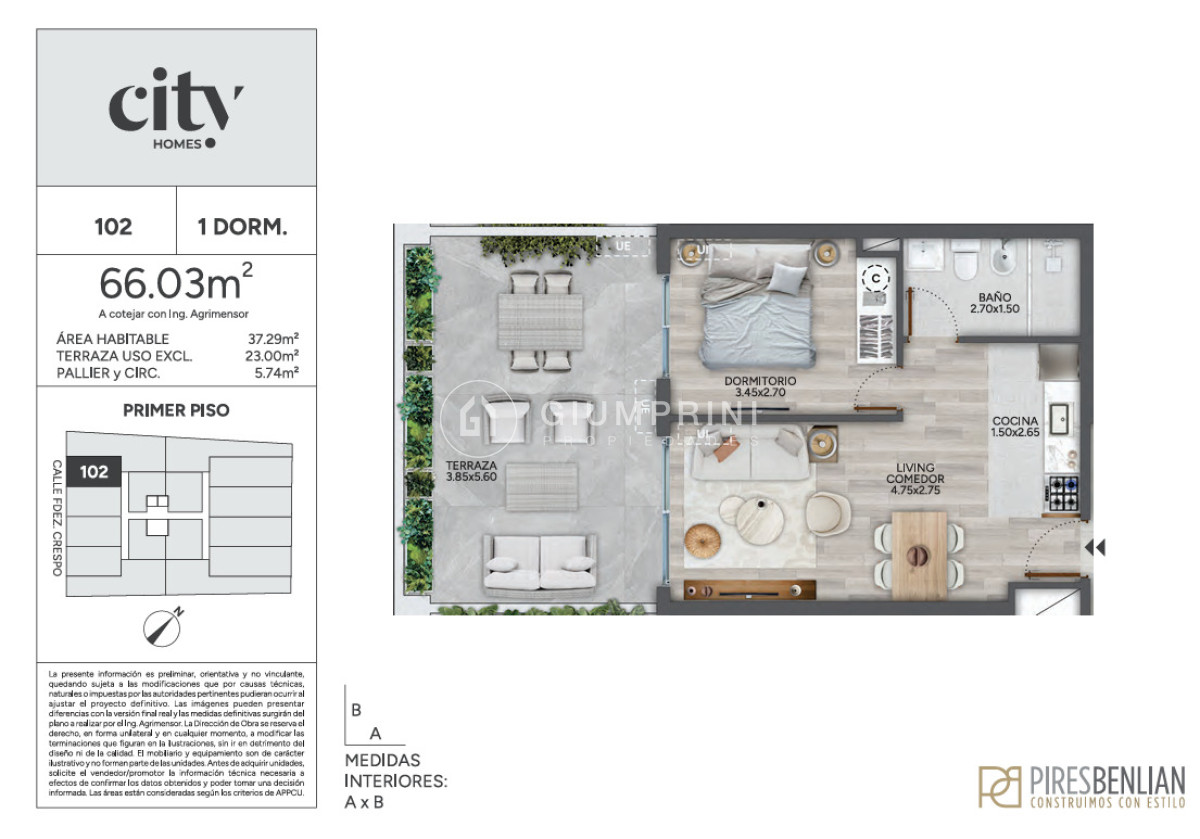 Apartamento ID.1290 - Venta apartamento monoambiente - City Home - Cordón