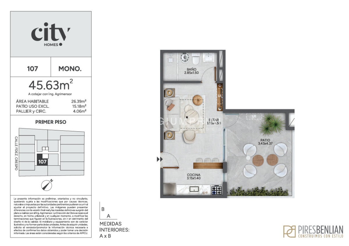 Apartamento ID.1290 - Venta apartamento monoambiente - City Home - Cordón
