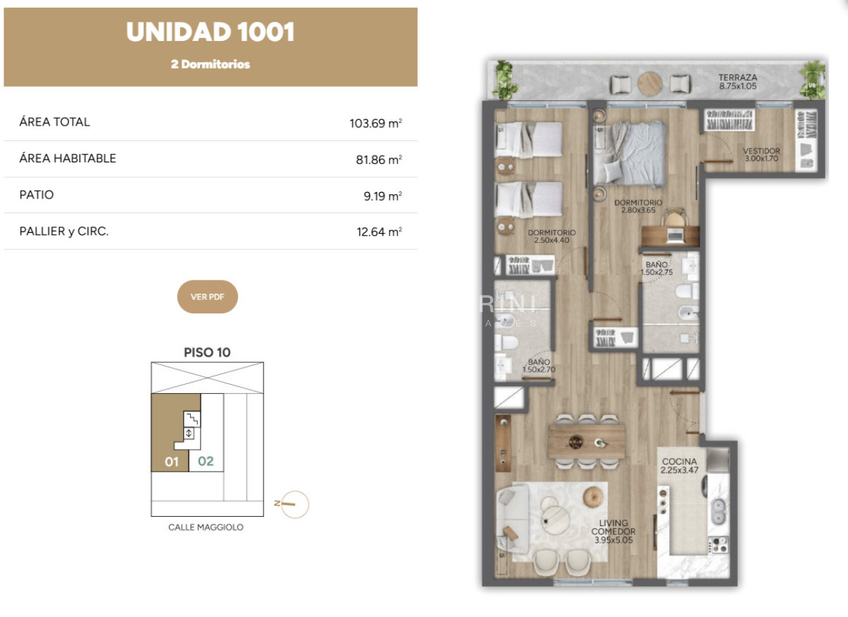 Apartamento ID.1138 - Venta apartamento 2 dormitorios - Deco Maggiolo - Parque Rodo