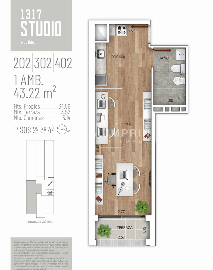 Apartamento ID.989 - Venta Apartamento monoambiente - Pocitos Nuevo - 1317 Studio