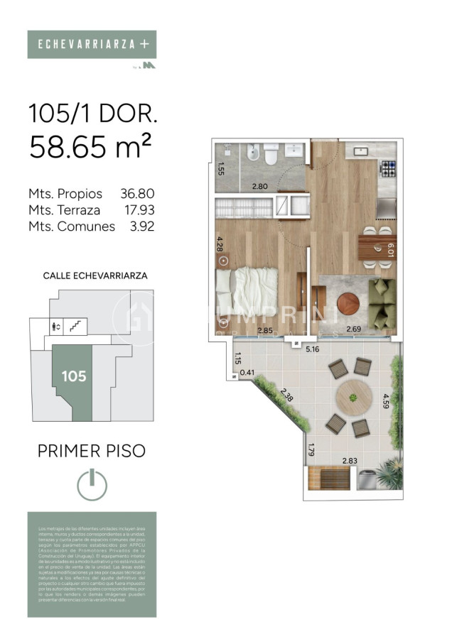 Apartamento ID.992 - Venta Apartamento monoambiente - Pocitos Nuevo - Echevarriarza +