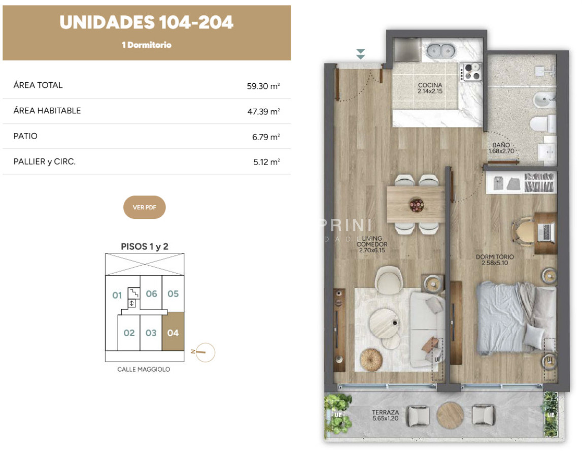 Apartamento ID.1138 - Venta apartamento 2 dormitorios - Deco Maggiolo - Parque Rodo