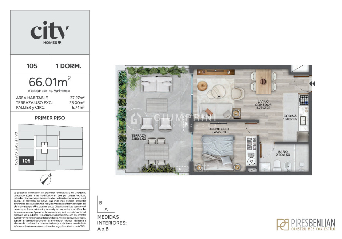Apartamento ID.1290 - Venta apartamento monoambiente - City Home - Cordón