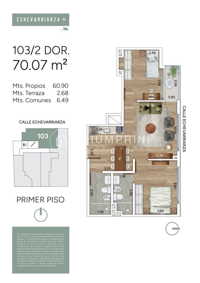 Apartamento ID.992 - Venta Apartamento monoambiente - Pocitos Nuevo - Echevarriarza +