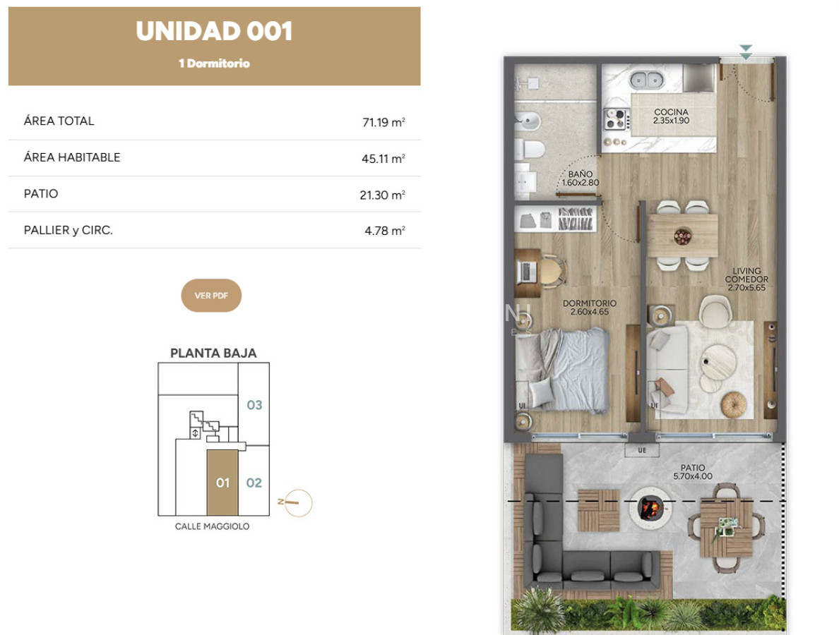Apartamento ID.1138 - Venta apartamento 2 dormitorios - Deco Maggiolo - Parque Rodo