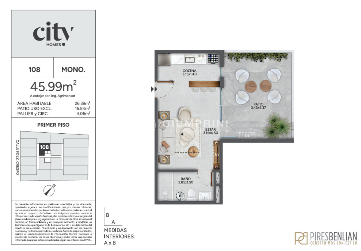 Apartamento ID.1290 - Venta apartamento monoambiente - City Home - Cordón