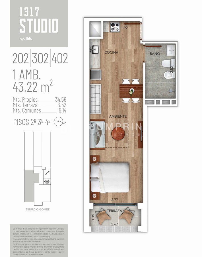 Apartamento ID.989 - Venta Apartamento monoambiente - Pocitos Nuevo - 1317 Studio