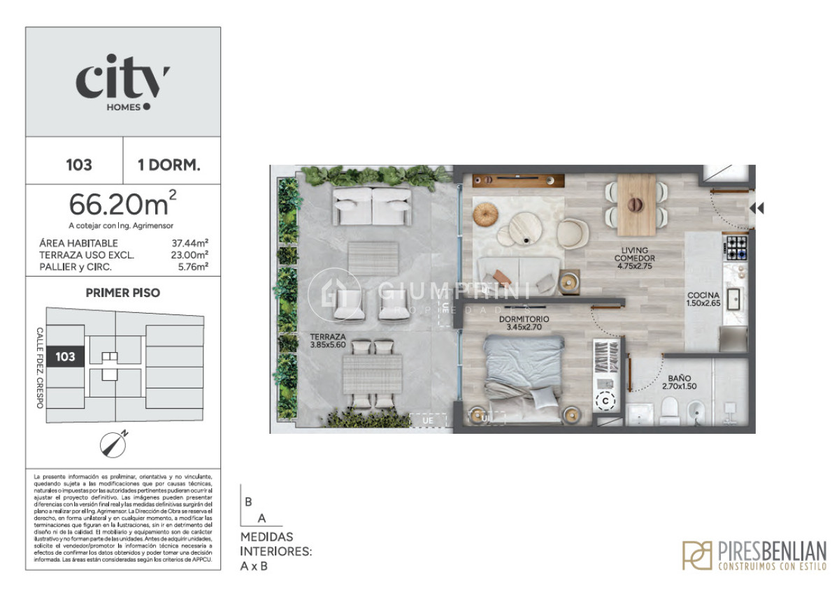 Apartamento ID.1290 - Venta apartamento monoambiente - City Home - Cordón