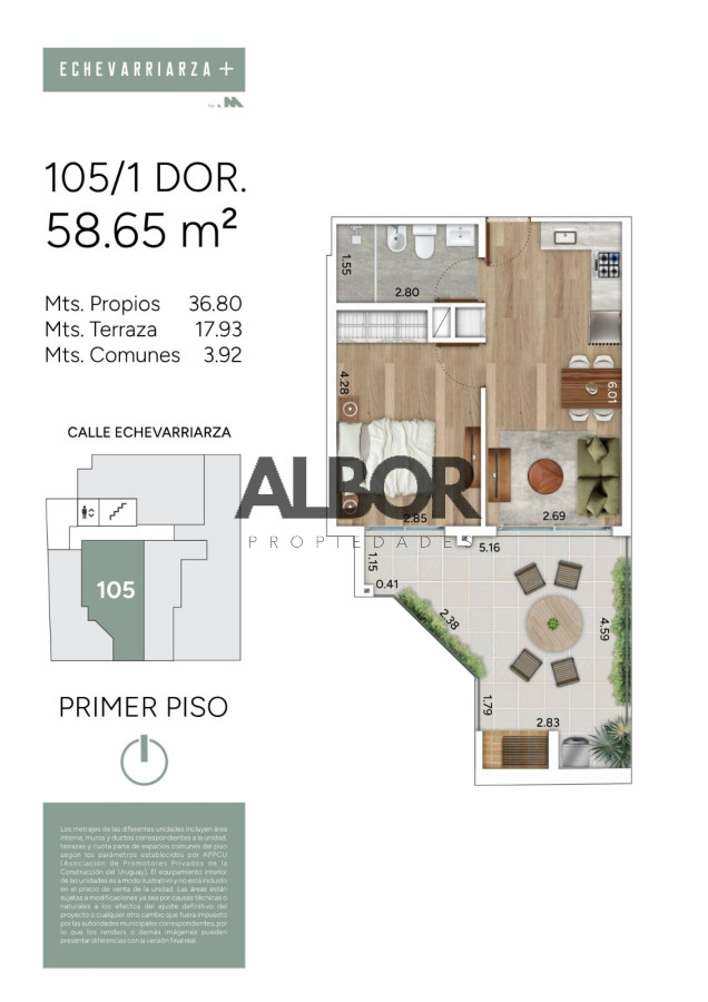 Apartamento ID.1042 - Venta Apartamento 2 dormitorios - Pocitos Nuevo - Echevarriarza +