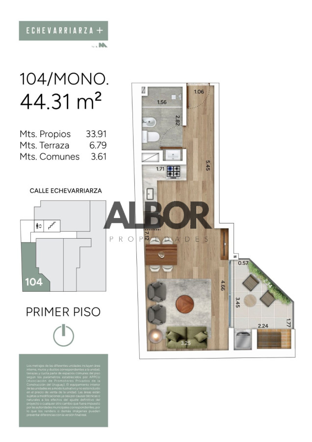 Apartamento ID.1042 - Venta Apartamento 2 dormitorios - Pocitos Nuevo - Echevarriarza +
