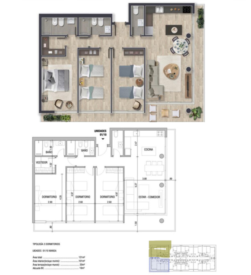 Apartamento ID.2102/ - Departamento a estrenar 3 dormitorios en Torres del este 