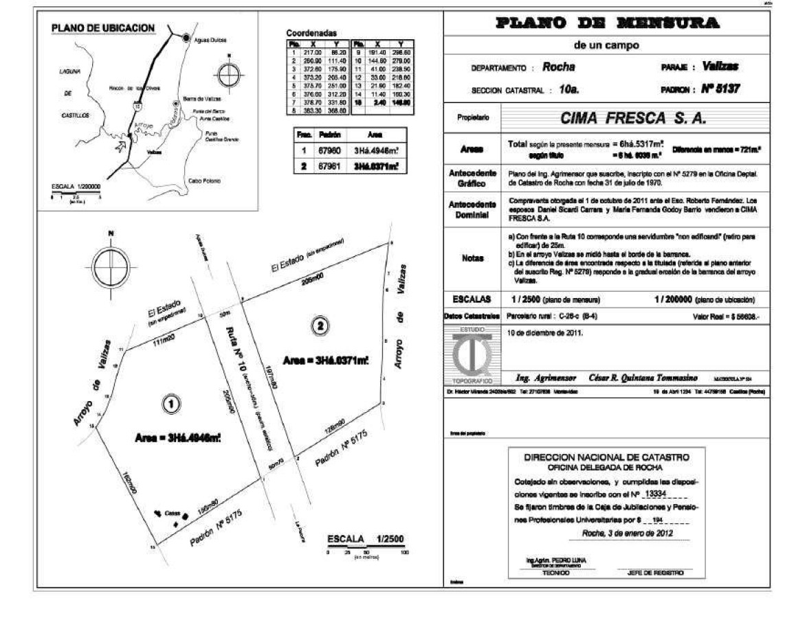 Chacra ID.1543 - Dos chacras sobre Arroyo Valizas