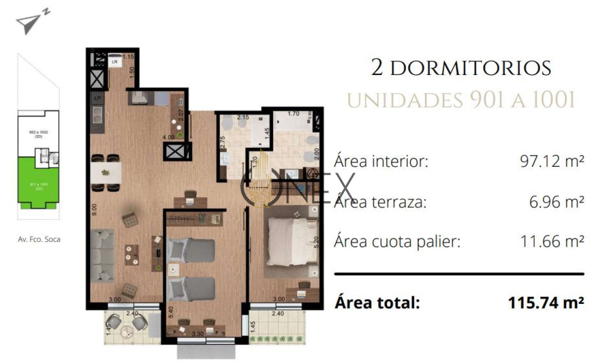 Apartamento ID.3345 - Vivi en la mejor zona de Pocitos Venta Ap.Pocitos 2D 2B Piso 10 Terraza Amenities 