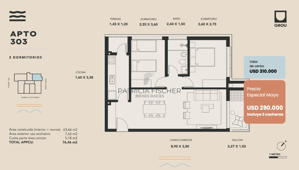 Apartamento ID.118 - Vive el Sueño Frente al Mar - Venta Ap.Ciudad de la Costa 2D Terraza con parrillero gge vista mar Amenities Ley ANV 