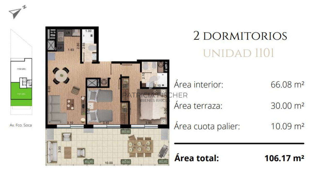 Apartamento ID.130 - Inversion Segura en la mejor zona de Pocitos Venta Ap.Pocitos 2D 2B Piso alto Terraza 30m2 Amenities 