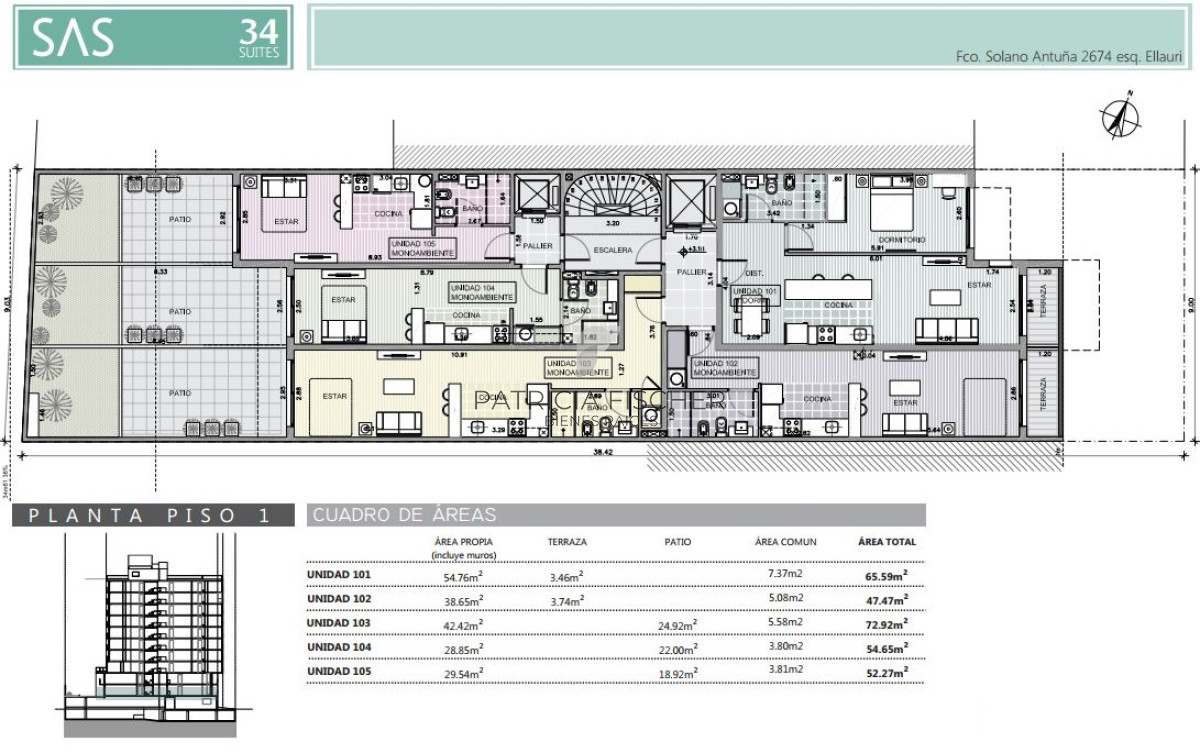 Apartamento ID.100 - Ultimas Unidades - Venta Monoambiente P.Carretas patio 22m2 Amenities 