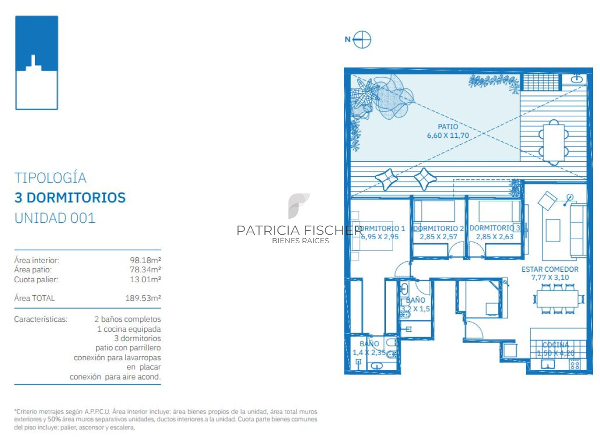 Apartamento ID.101 - Vivi Malvin - Venta Ap. Malvin 3D 2B Patio 78m2 Frente 