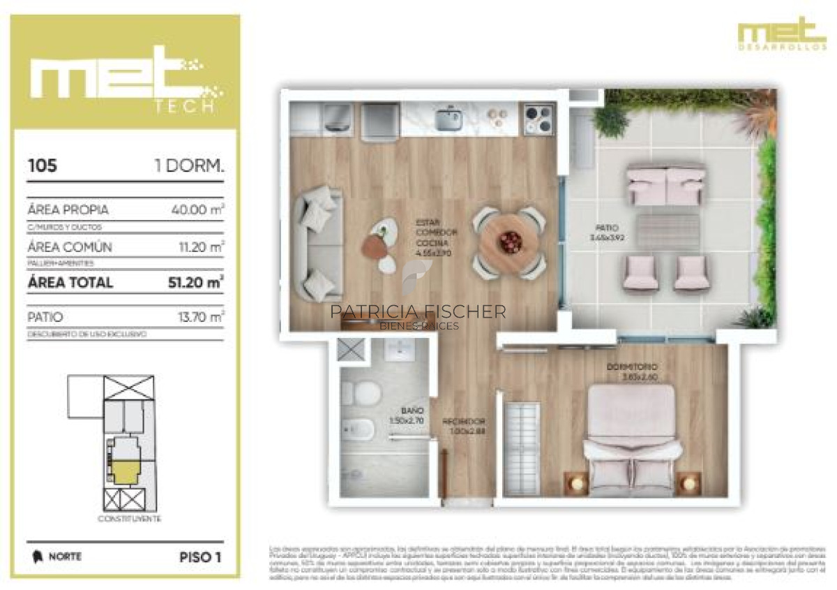 Apartamento ID.122 - Vivi Cordón - Venta Ap.Cordón 1D Patio Amenities 