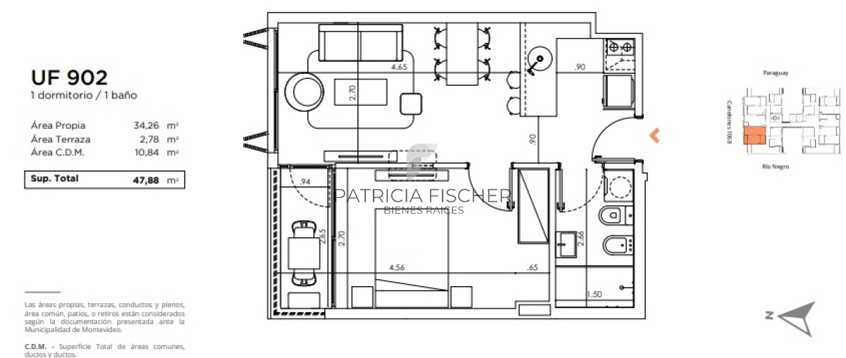 Apartamento ID.72 - Vivir y Trabajar en Barrio Sur Venta Ap.Barrio Sur 1D terraza frente Amenities LEY AVN 
