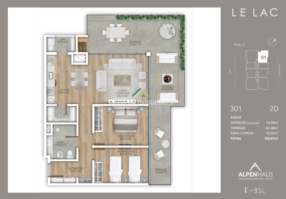 Apartamento ID.12609 - Apartamento en venta de 2 dormitorios en edificio Le Lac